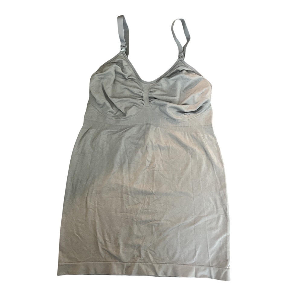 HOFISH Nursing Tank Top Gray Stretch Adjustable Straps Maternity Baby Large